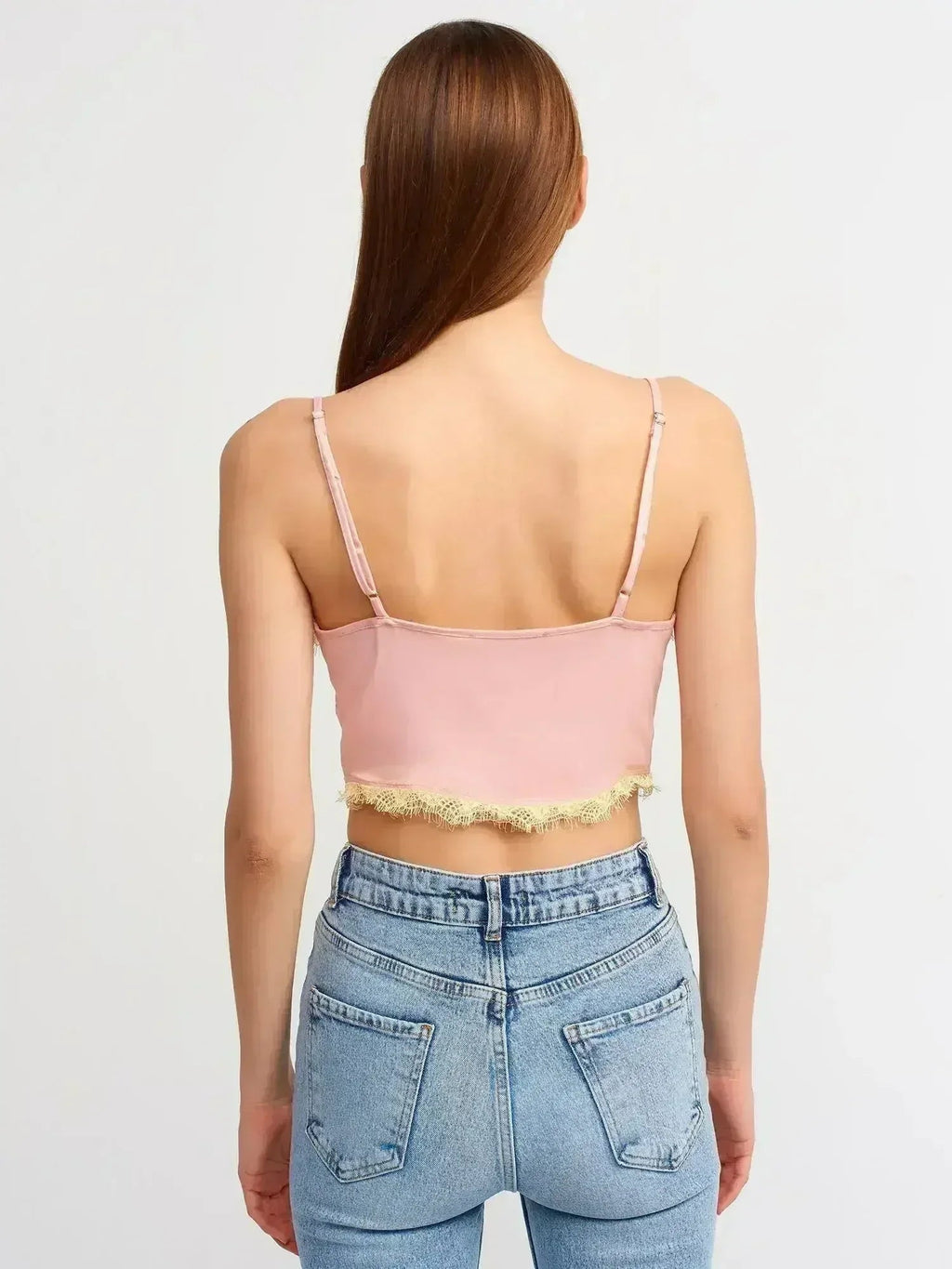 Lace Detail Crop Top | Rayon-Viscose Blend | Feminine Style - SJB-DIAMOND ELITES