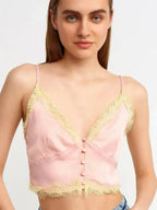 Lace Detail Crop Top | Rayon-Viscose Blend | Feminine Style - SJB-DIAMOND ELITES