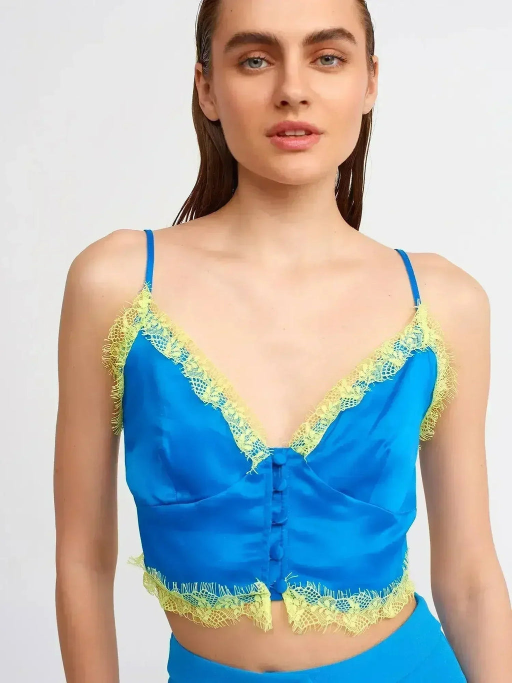 Lace Detail Crop Top | Rayon-Viscose Blend | Feminine Style - SJB-DIAMOND ELITES