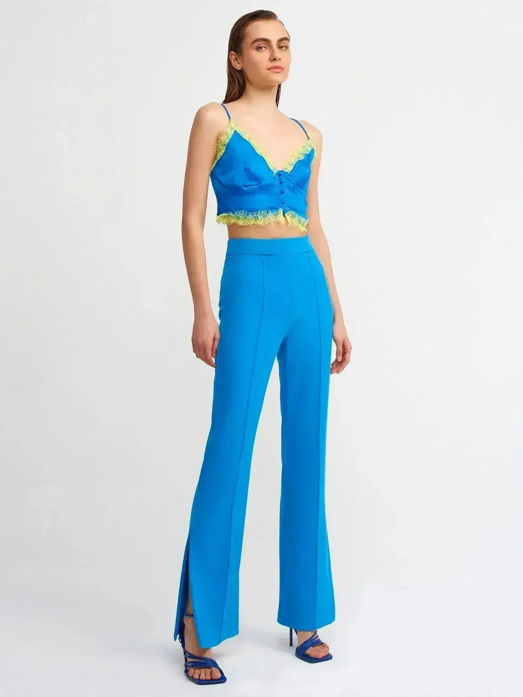 Lace Detail Crop Top | Rayon-Viscose Blend | Feminine Style - SJB-DIAMOND ELITES
