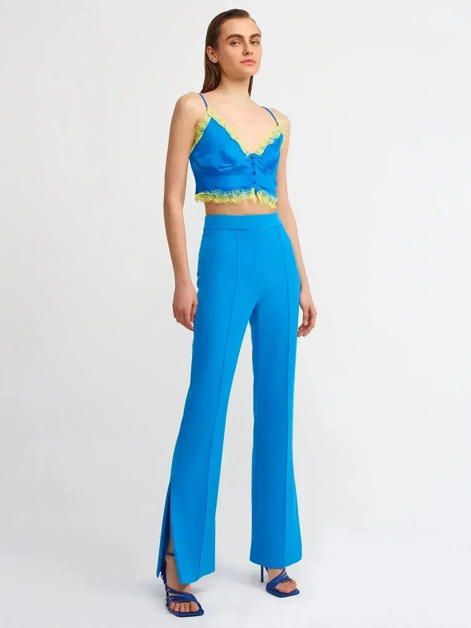 Lace Detail Crop Top | Rayon-Viscose Blend | Feminine Style - SJB-DIAMOND ELITES