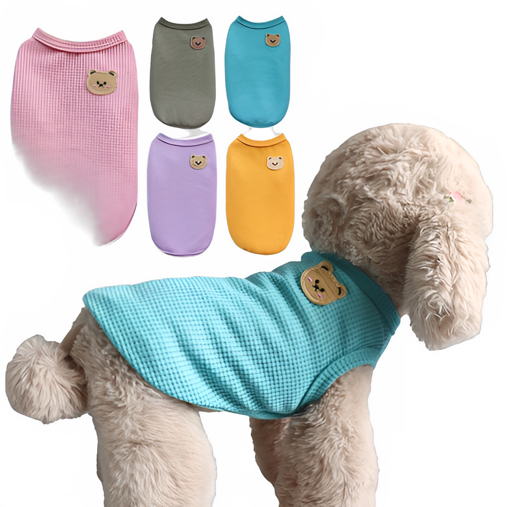 Pet Clothes Spring Summer Cat Dog T-shirt Breathable Waffle Vest Puppy Kitten Pet Supplies Chihuahua French Bulldog Clothing Pi-Mart