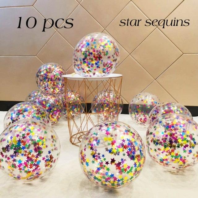 10/20 Star Metallic Confetti Latex Transparent 12inch Balloons For Baby Shower Birthday Party Wedding Decoration Stevvex