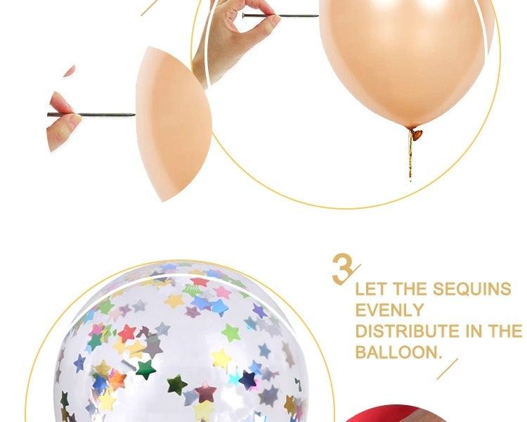 10/20 Star Metallic Confetti Latex Transparent 12inch Balloons For Baby Shower Birthday Party Wedding Decoration Stevvex