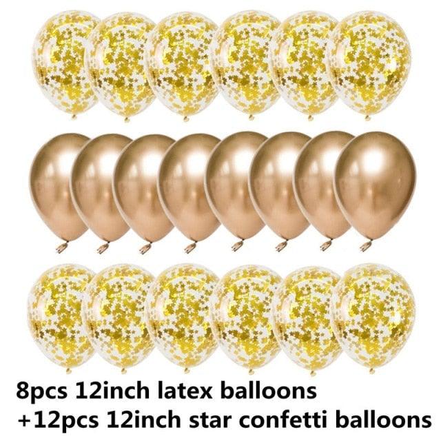 10/20 Star Metallic Confetti Latex Transparent 12inch Balloons For Baby Shower Birthday Party Wedding Decoration Stevvex