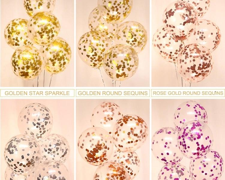 10/20 Star Metallic Confetti Latex Transparent 12inch Balloons For Baby Shower Birthday Party Wedding Decoration Stevvex