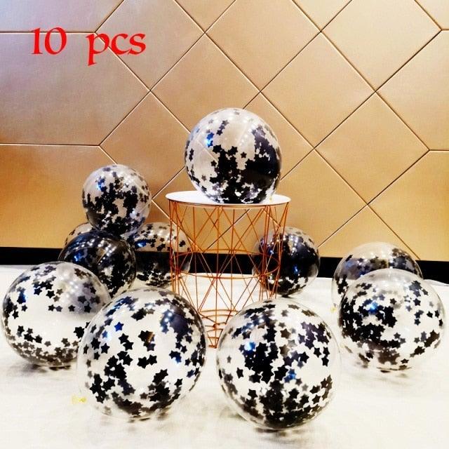 10/20 Star Metallic Confetti Latex Transparent 12inch Balloons For Baby Shower Birthday Party Wedding Decoration Stevvex