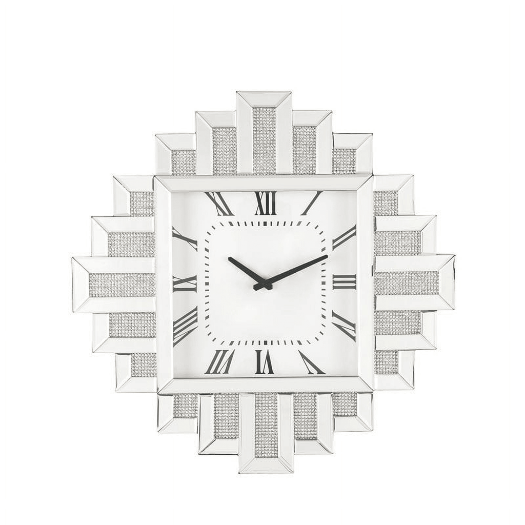 Lavina Wall Clock in Mirrored & Faux Diamonds EasyOptionXY LLC