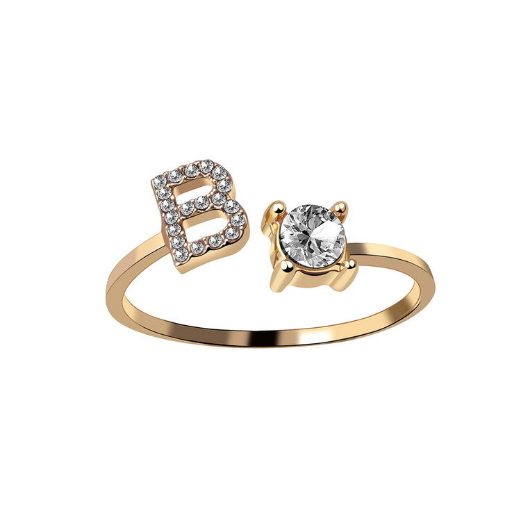 Adjustable 26 Initial Letter Ring Fashion Jewelry For Women Simple Elegant Jewelry Pi-Mart
