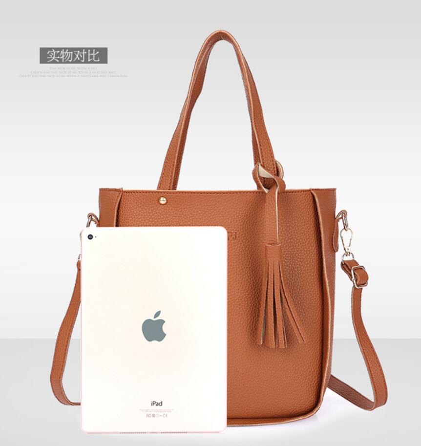 Women Bag Set Top-Handle Big Capacity Female Tassel Handbag Fashion Shoulder Bag Ladies PU Leather Crossbody Bag bolsas feminin Pi-Mart