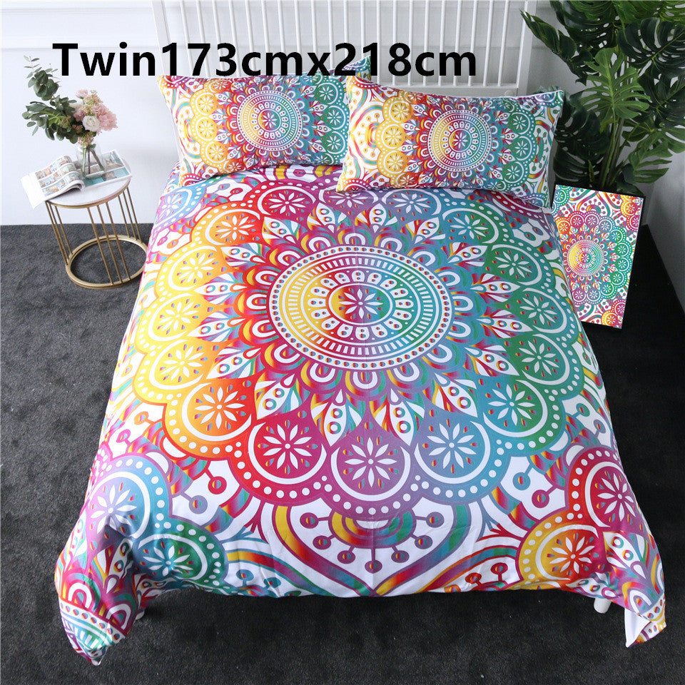 Purple crochet quilt cover three-piece bedding set Pi-Mart