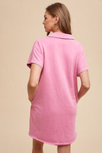 Simple Classic Pink Short Sleeve Dress Comfortable Women Dress Minimalist Casual Design Stevvex
