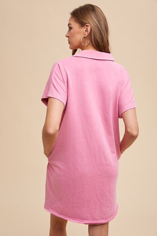 Simple Classic Pink Short Sleeve Dress Comfortable Women Dress Minimalist Casual Design Stevvex