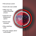 Washington Bullets Hardwood Classics NBA Chrome Neon Clock
