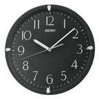 Seiko 12" Quartz Traditional Round Black Analog Quartz Wall Clock, QHA007KLH