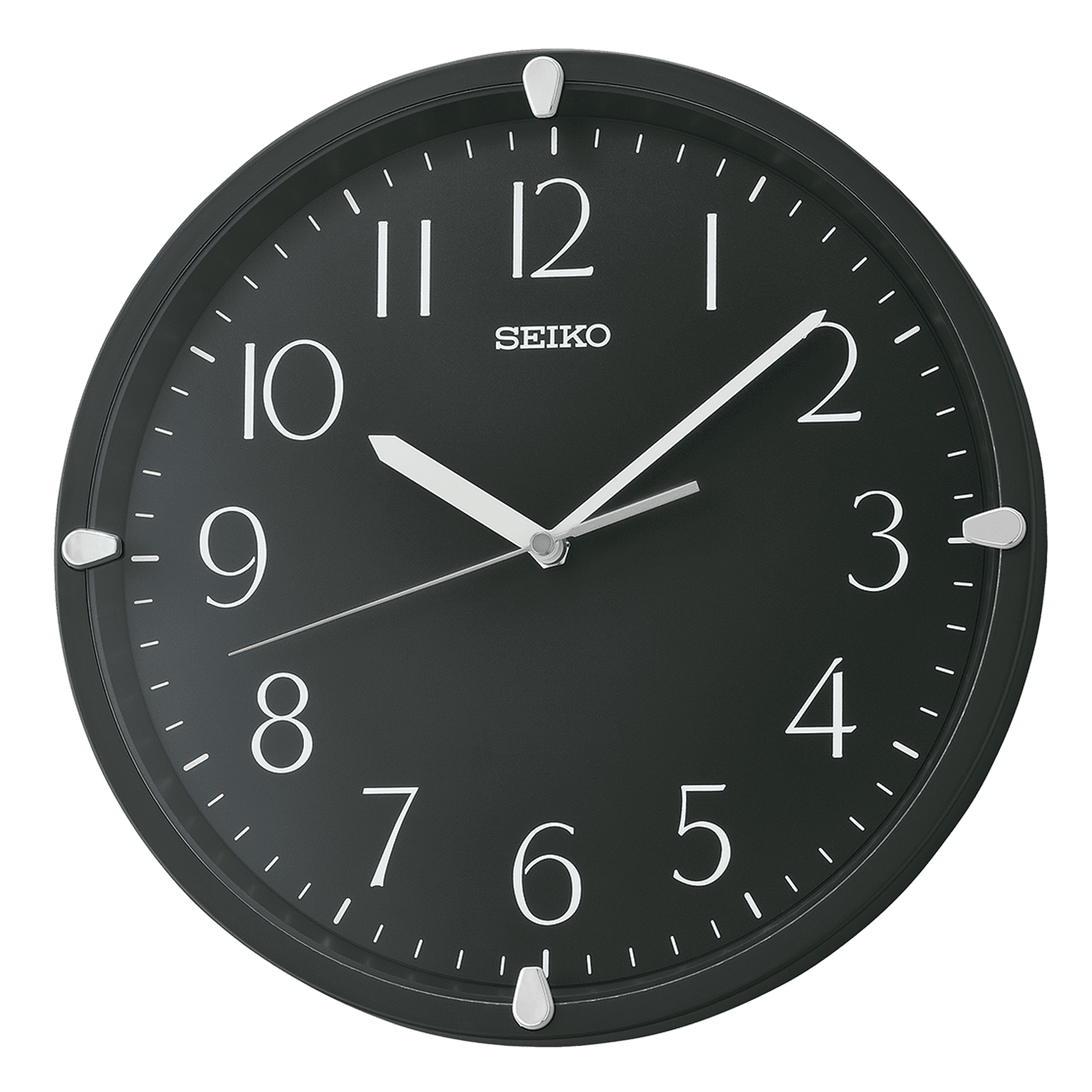 Seiko 12" Quartz Traditional Round Black Analog Quartz Wall Clock, QHA007KLH