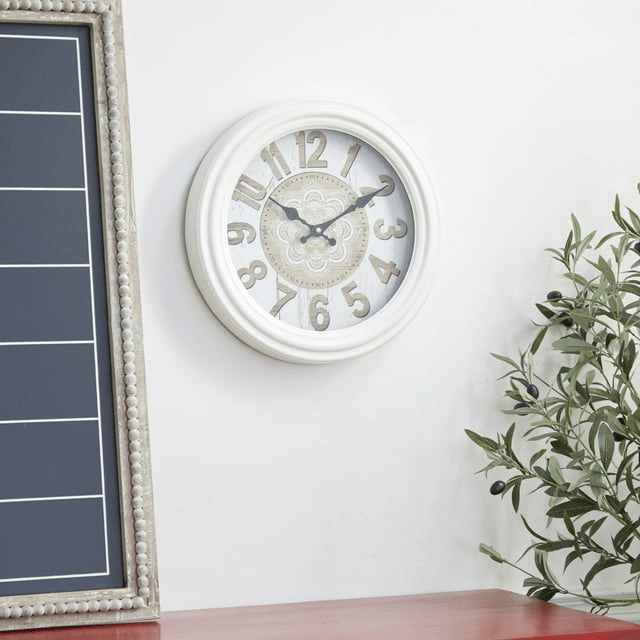 DecMode 14" White Metal Fluted Frame Wall Clock EasyOptionXY LLC