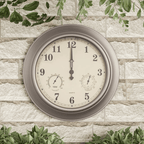 Villacera Indoor Outdoor Wall Clock Thermometer Hygrometer ?¨C 18?' Silver
