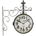 DecMode 15" Black Metal Vintage Style Wall Clock with Scroll Designs