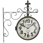 DecMode 15" Black Metal Vintage Style Wall Clock with Scroll Designs