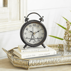 DecMode 9" Black Metal Eiffel Tower Clock with Bell Style Top EasyOptionXY LLC