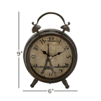 DecMode 9" Black Metal Eiffel Tower Clock with Bell Style Top EasyOptionXY LLC