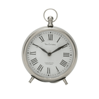 DecMode 7" Silver Stainless Steel Clock with Ring Top