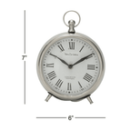 DecMode 7" Silver Stainless Steel Clock with Ring Top