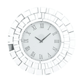 DecMode 2" Silver Glass Starburst Mirrored Wall Clock