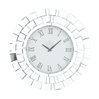 DecMode 2" Silver Glass Starburst Mirrored Wall Clock