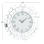 DecMode 2" Silver Glass Starburst Mirrored Wall Clock