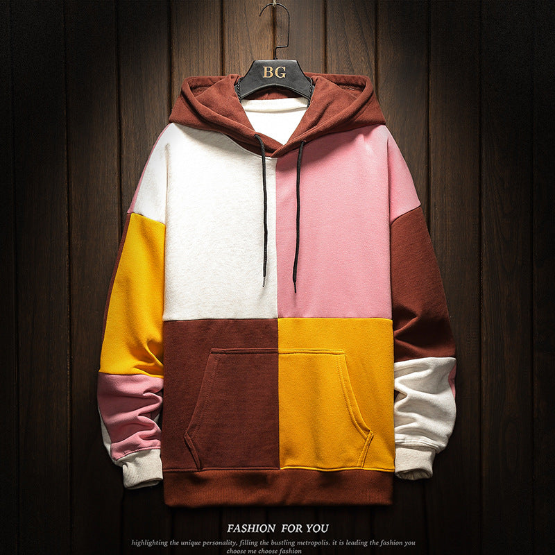 Fleece men's color block hoodie Pi-Mart