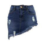 Western Style women's Short Wear Irregular Jeans With holes denim skirt for summer SHOMICOBOUTIQUE