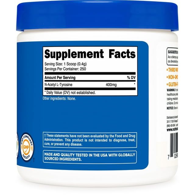 Nutricost N-Acetyl L-Tyrosine (NALT) Supplement Powder 100 Grams EasyOptionXY LLC