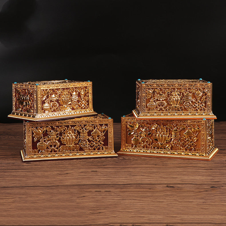 Tibetan Tantric Buddhism Eight Auspicious Tissue Box Living Room Dining Room Car Small Tissue Box Pi-Mart