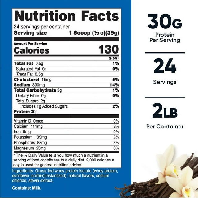 Nutricost Grass-Fed Whey Protein Isolate Powder (Vanilla) 2LBS - Protein EasyOptionXY LLC