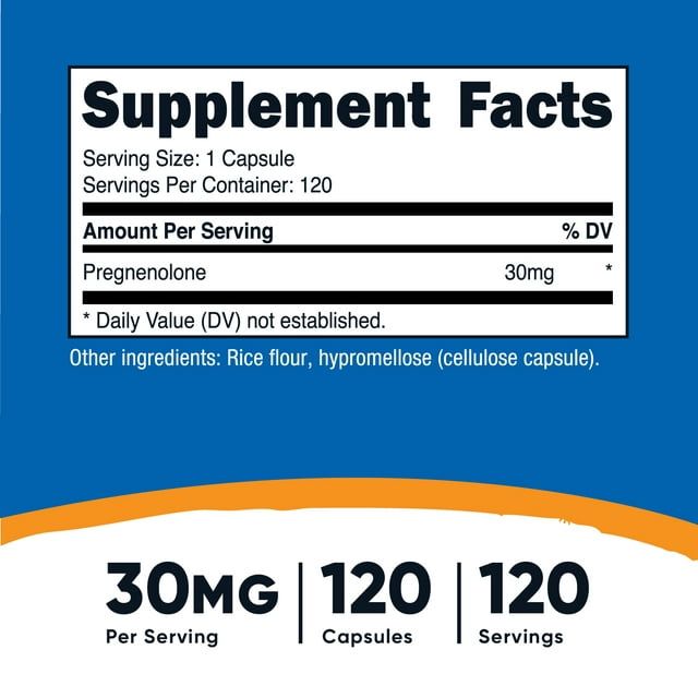 Nutricost Pregnenolone 30mg, 120 Capsules - Non-GMO, Gluten Free Supplement EasyOptionXY LLC