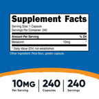 Nutricost Melatonin 10mg, 240 Capsules, Non-GMO Supplement