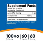Nutricost CoQ10 100mg, 60 Vegetarian Capsules - Non-GMO, Gluten Free Supplement