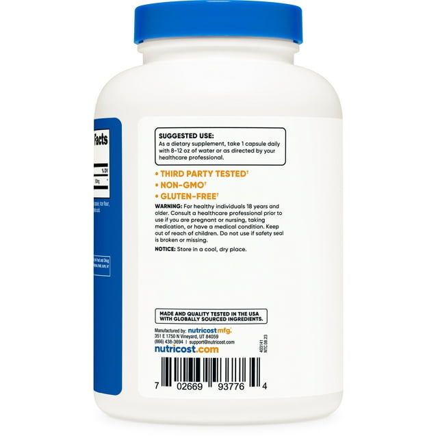 Nutricost N-Acetyl L-Cysteine (NAC) 600mg, 240 Vegetarian Capsules, Supplement EasyOptionXY LLC