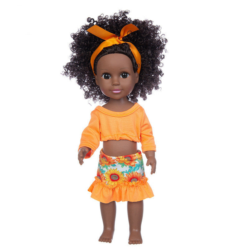 African 14 Inch Doll Simulation Baby Black Doll Pi-Mart