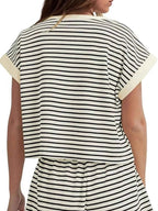 Striped Chic: Plus Size Top & Shorts Set THRIXINE