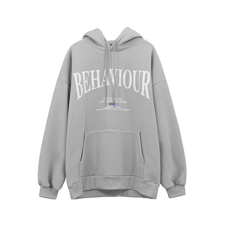Simple Loose Plus Fleece Casual Hoodie Top