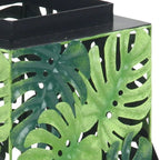 DecMode 8"W, 14"H Metal Eclectic Candle Lantern, Green, 1 - Piece