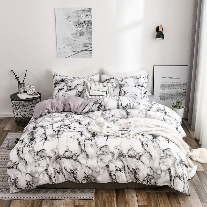 Marble patterned plain duvet cover sheets Pi-Mart