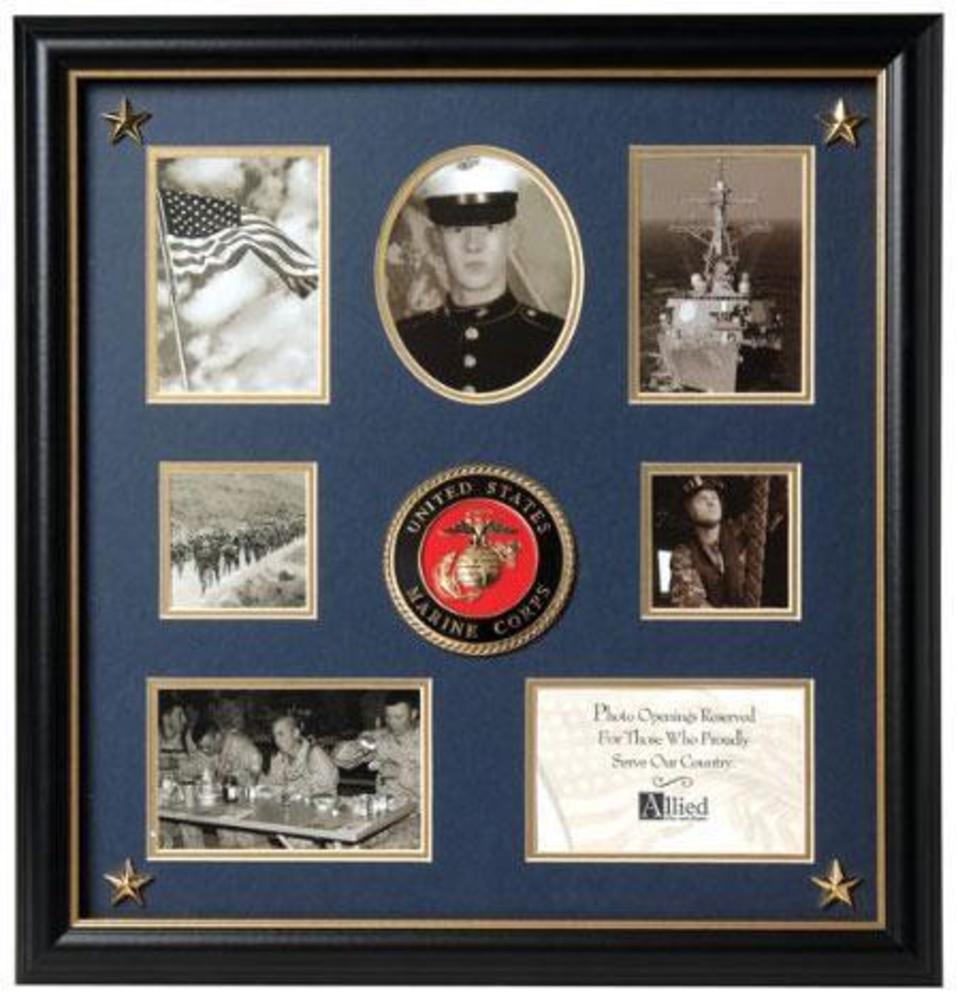 Flag Connections United States Marine Corps Medallion 7 Picture Collage Frame with Stars The Military Gift Store