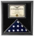 Premium USA-Made Solid wood 4x6 flag and certificate display case  Black Finish The Military Gift Store