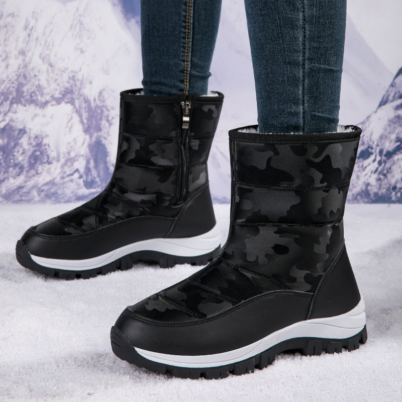 Winter Snow Boots For Women Outdoor Thickened High-top Plus Velvet Shoes Fashion Platform Ankle Boots Keep Warm Plush Shoes Pi-Mart