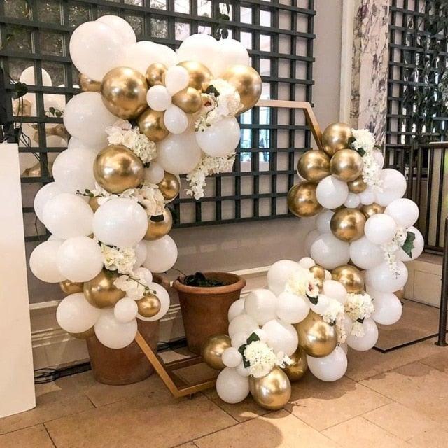 104pcs Giant White And Gold Wedding Birthday Bachelorette Engagements Anniversary Party Balloon For Decoration Balloon Arch Kit for Baby Shower Bridal Shower Birthday Party Decorations Stevvex