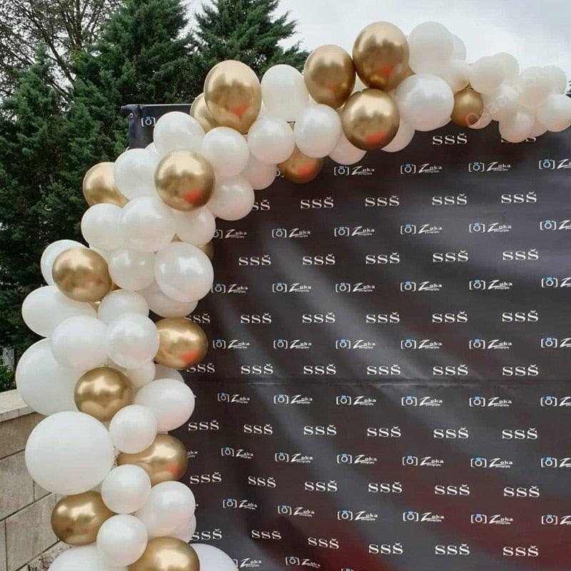 104pcs Giant White And Gold Wedding Birthday Bachelorette Engagements Anniversary Party Balloon For Decoration Balloon Arch Kit for Baby Shower Bridal Shower Birthday Party Decorations Stevvex